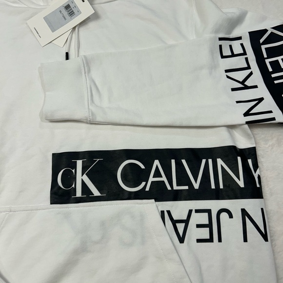 Calvin Klein White Sweatshirt Hoodie Casual Style - Picture 2 of 4